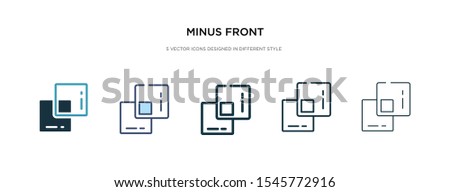 minus front icon in different style vector illustration. two colored and black minus front vector icons designed in filled, outline, line and stroke style can be used for web, mobile, ui
