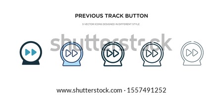 previous track button icon in different style vector illustration. two colored and black previous track button vector icons designed in filled, outline, line and stroke style can be used for web,