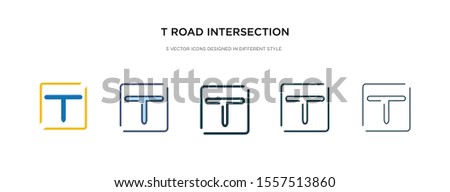 t road intersection icon in different style vector illustration. two colored and black t road intersection vector icons designed in filled, outline, line and stroke style can be used for web,
