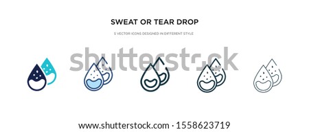 sweat or tear drop icon in different style vector illustration. two colored and black sweat or tear drop vector icons designed in filled, outline, line and stroke style can be used for web, mobile,