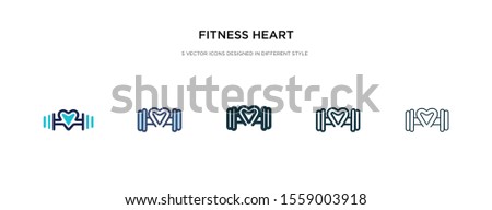 fitness heart icon in different style vector illustration. two colored and black fitness heart vector icons designed in filled, outline, line and stroke style can be used for web, mobile, ui