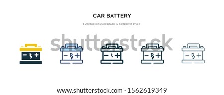 car battery icon in different style vector illustration. two colored and black car battery vector icons designed in filled, outline, line and stroke style can be used for web, mobile, ui