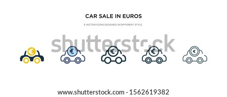 car sale in euros icon in different style vector illustration. two colored and black car sale in euros vector icons designed filled, outline, line and stroke style can be used for web, mobile, ui