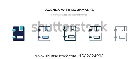 agenda with bookmarks icon in different style vector illustration. two colored and black agenda with bookmarks vector icons designed in filled, outline, line and stroke style can be used for web,