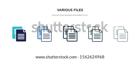 various files icon in different style vector illustration. two colored and black various files vector icons designed in filled, outline, line and stroke style can be used for web, mobile, ui