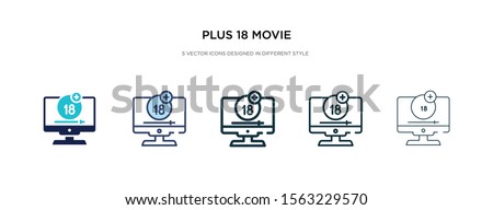 plus 18 movie icon in different style vector illustration. two colored and black plus 18 movie vector icons designed in filled, outline, line and stroke style can be used for web, mobile, ui