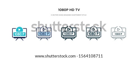 1080p hd tv icon in different style vector illustration. two colored and black 1080p hd tv vector icons designed in filled, outline, line and stroke style can be used for web, mobile, ui