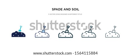 spade and soil icon in different style vector illustration. two colored and black spade and soil vector icons designed in filled, outline, line stroke style can be used for web, mobile, ui