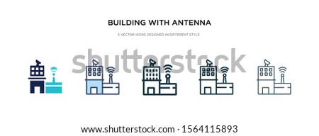 building with antenna icon in different style vector illustration. two colored and black building with antenna vector icons designed in filled, outline, line and stroke style can be used for web,