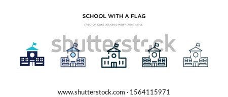 school with a flag icon in different style vector illustration. two colored and black school with a flag vector icons designed in filled, outline, line and stroke style can be used for web, mobile,