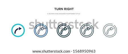 turn right icon in different style vector illustration. two colored and black turn right vector icons designed in filled, outline, line and stroke style can be used for web, mobile, ui