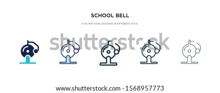 school bell icon in different style vector illustration. two colored and black school bell vector icons designed in filled, outline, line and stroke style can be used for web, mobile, ui