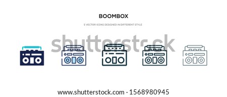 boombox icon in different style vector illustration. two colored and black boombox vector icons designed in filled, outline, line and stroke style can be used for web, mobile, ui