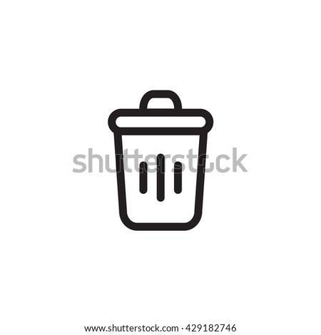 Black Outline icon of  waste and recycle on white background 