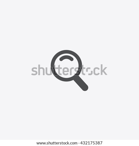 Gray flat isolated search vector icon on white background, sign of finding