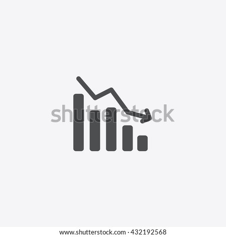 Gray statistics icon vector on light background, sign of business and money on isolated background