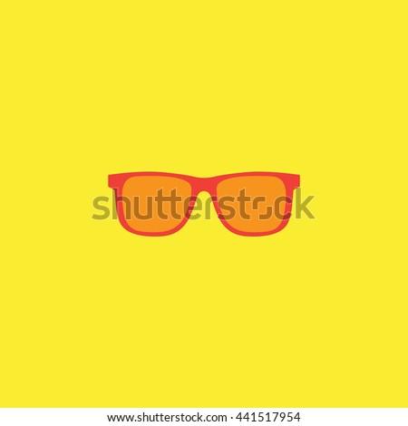 Ray Ban sunglasses icon, red eyeglasses image of vector on yellow background