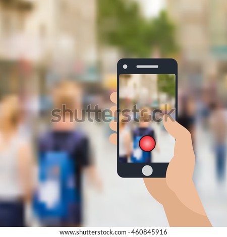 Hand holding mobile phone vector illustration