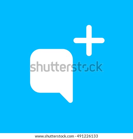 Snapchat Send Message Icon vector, Social Media Add Comment Sign, Picture UI element, User Interface symbol, 2016 Outline shape, EPS, illustration, Web, Thin, Flat, Gray, Button, blue