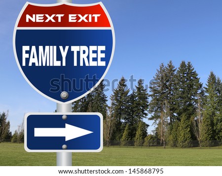Family tree road sign