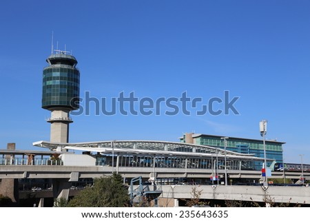 Vancouver, BC Canada - September 13, 2014 :Air Traffic Control tower at YVR airport in Vancouver BC Canada.