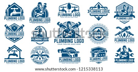 15 Plumbing logo template pack, with retro or vintage style, easy to customize