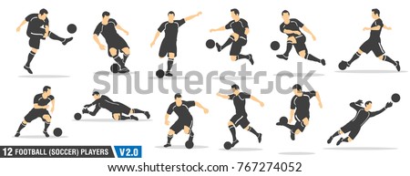 A set of vector set of football, soccer players