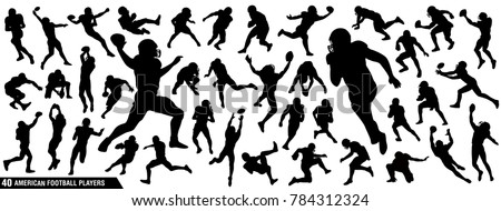 American Football Players Silhouettes , vector pack, various pose set