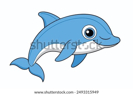 Cute Dolphin Vector Illustration - Cartoon, Clipart  Line Art Design Vector illustration of a cute dolphin in cartoon, clipart, and line art styles