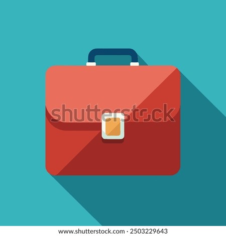 Business briefcase icon isometric vector. Classic brown reddish leather briefcase, Flat design icon of a briefcase, symbolizing business and professionalism.