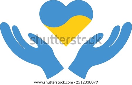 SUPPORT SAVE PRAY FOR, STAND WITH UKRAINE.Flag of Ukraine. National symbol. Square, round and heart shape. Ukrainian flag symbol. Blue and yellow illustration. Stock vector illustration.