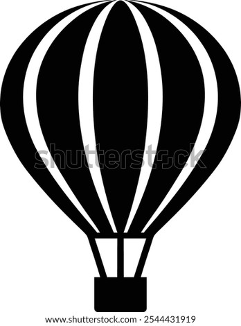 A simple air balloon silhouette design, capturing the classic shape and charm of hot air balloons, ideal for travel and adventure-themed projects.