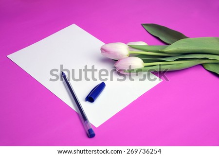 Letter with tulip flowers