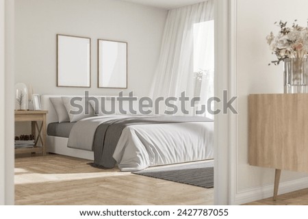 Similar – Image, Stock Photo Bedroom view. Outside it is already bright. Points of light, a curtain reminds of the night