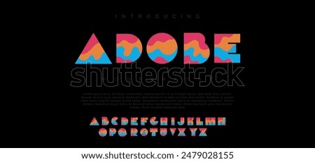 Adobe Modern abstract digital alphabet font. Minimal technology typography, Creative urban sport fashion futuristic font and with numbers. vector illustration