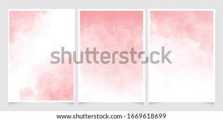 pink watercolor wet wash splash 5x7 invitation card background template collection 商業照片 © 