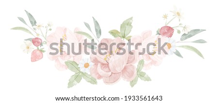 watercolor pink peony flower bouquet isolated on white background digital painting