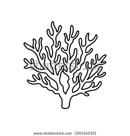 Coral line art black silhouette vector, ideal for ocean-themed designs and marine illustrations.