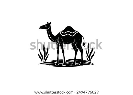 Camel silhouette black vector art illustration