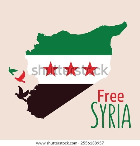 A map of Syria featuring the Revolution Flag, symbolizing hope and freedom for the Syrian people