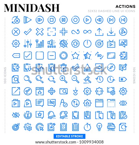 Dashed Outline Icons Pack for UI. Editable Stroke. Pixel perfect thin line vector icon set for web design and website application.