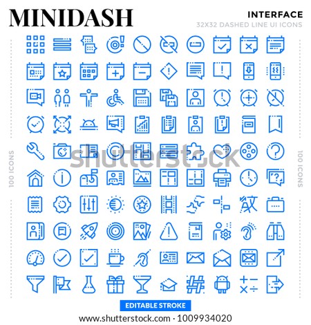 Dashed Outline Icons Pack for UI. Editable Stroke. Pixel perfect thin line vector icon set for web design and website application.