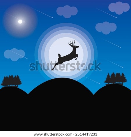 A deer and beautiful background