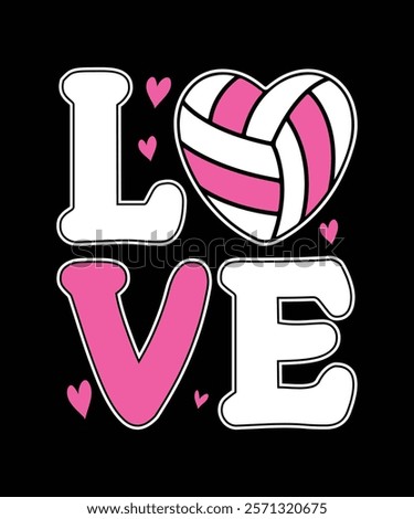 Volleyball love t-shirt design graphic.