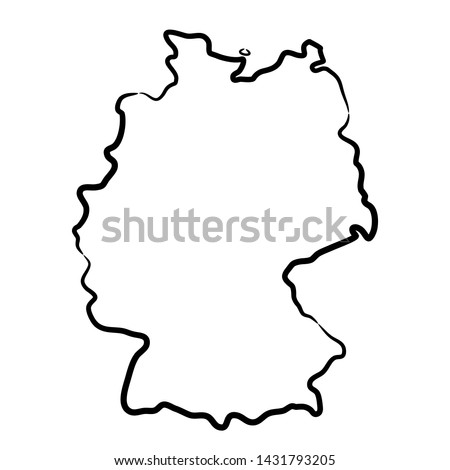 Germany map from the contour black brush lines different thickness on white background. Vector illustration.