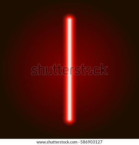 single light red neon letter I of vector illustration 
