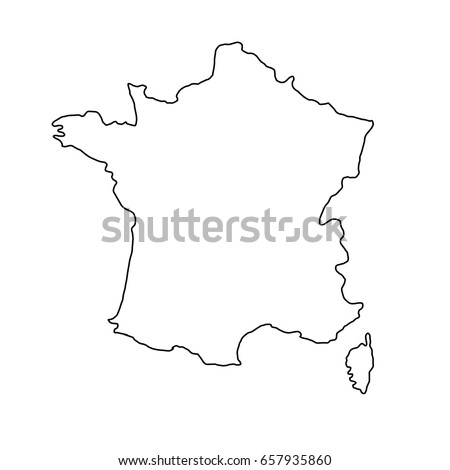 France map of black contour curves of vector illustration