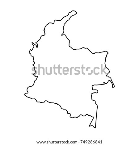 Colombia map of black contour curves of vector illustration