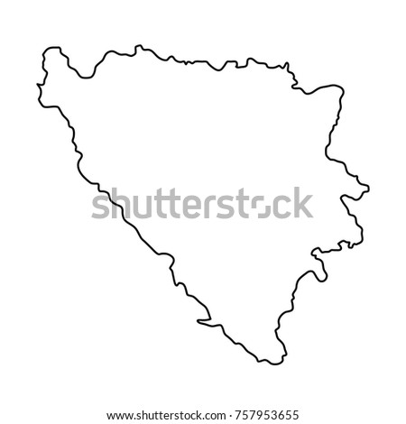 Bosnia and Herzegovina map of black contour curves on white background of vector illustration