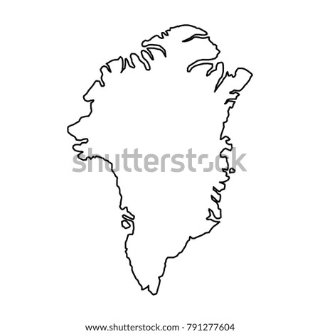 Greenland map of black contour curves on white background of vector illustration